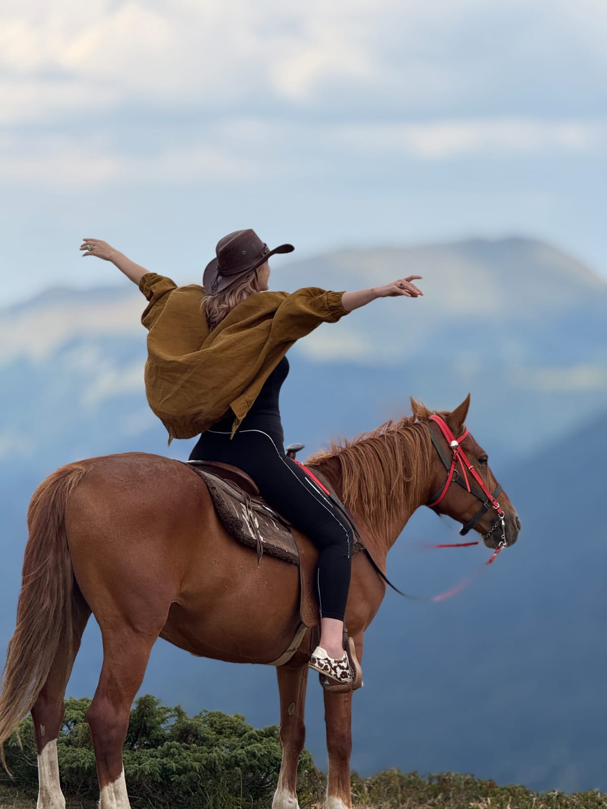Rider on a ridge at sunset
